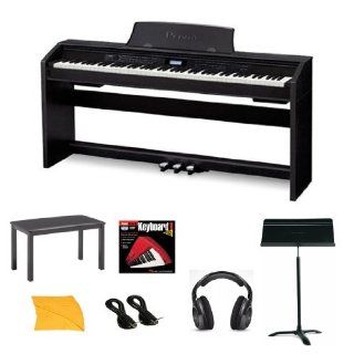 Casio PX780 Digital Piano Bundle With Casio CB7BK Furniture Style Bench, Standard Headphones, Hal Leonard Instructional Book, Quarter Inch Cables , Polishing Cloth & Heavy Duty Music Stand: Musical Instruments