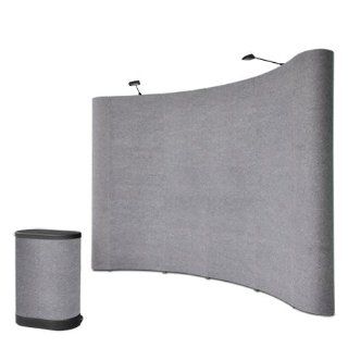 10 Ft x 8 Ft Trade Show Booth Pop up Display Stand with Podium   Gray  Office Racks And Displays 