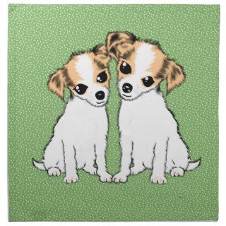 Adorable Chihuahua on dotty green print gifts Printed Napkin