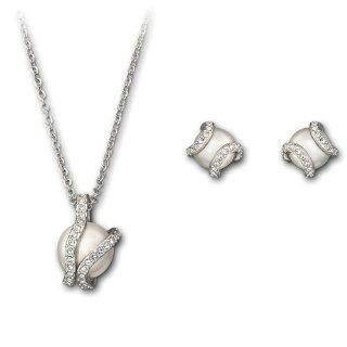Swarovski Crystal Pearl Nude Set: Dangle Earrings: Jewelry