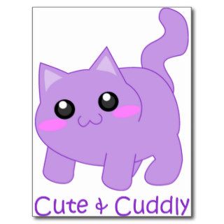 cute purple kitten postcards