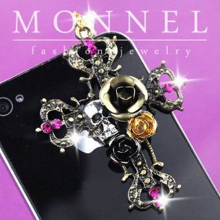 Ip482 Crystal Cross Skull & Rose Charm Anti Dust 3.5mm Plug Cover For Smart Phone iPhone & Android: Cell Phones & Accessories