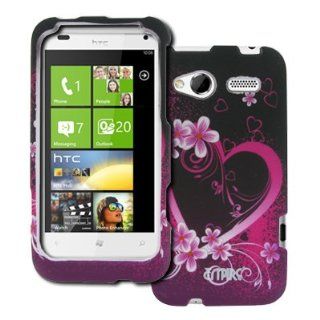 EMPIRE HTC Radar 4G Purple Hearts with Flowers Rubberized Design Hard Case Cover [EMPIRE Packaging]: Cell Phones & Accessories