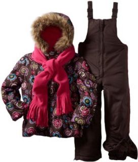 Rothschild Girls 2 6X Printed Bubble Snowsuit, Cocoa, Small: Clothing