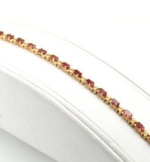 14K Yellow Gold Pink Tourmaline 7.25" Bracelet: Jewelry