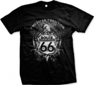 Route 66 American Tradition Mens T shirt, Bald Eagle Route 66 Sign Men's Tee Shirt: Clothing