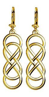 Medium Double Infinity Symbol Earrings, Best Friends Forever Earrings, Sisters Earrings, 6.5mm x 19.5mm in 14K yellow gold: Sziro: Jewelry