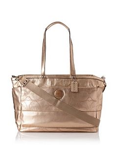 Coach Signature Stripe Metallic Leather Baby Bag, Gold  Diaper Tote Bags  Baby