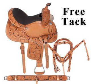 Hand Carved Leather Barrel Racing Western Horse Saddle On Sale15 16  Sports & Outdoors