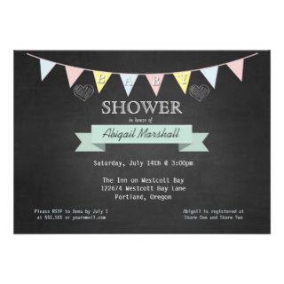 Chalkboard and Bunting Gender Neutral Baby Shower Personalized Invitation