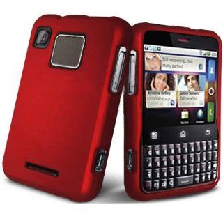 Fits Motorola MB502 Charm Hard Plastic Snap on Cover Solid Red (Rubberized) T Mobile: Cell Phones & Accessories