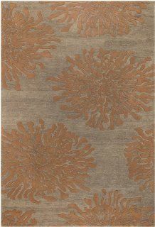 Surya Bombay BST 495 Contemporary Hand Tufted 100% New Zealand Wool Tawny Brown 8' Round Floral Area Rug   Machine Made Rugs