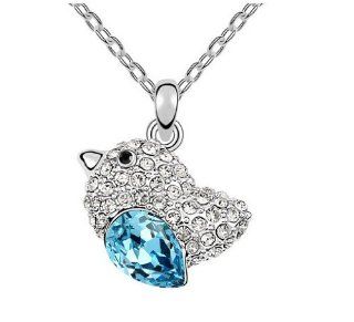 Charm Jewelry Swarovski Element Crystal 18k Gold Plated Blue Love Bird Elegant Cluster Gorgeous Necklace Z#2512 Zg507a45: Jewelry