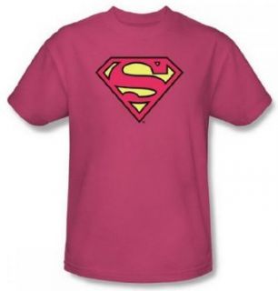 DC Comics Superman Classic Logo Hot Pink Adult Shirt DCO499 AT: Clothing
