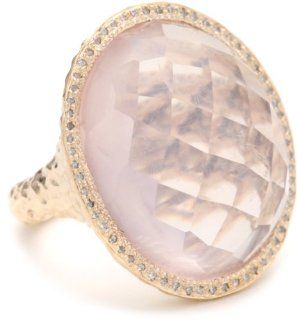 Dyanne Belle "Carousel Ring Collection" 14k Rose Gold Harpo with Rose Quartz and Diamonds Ring, Size 7: Jewelry