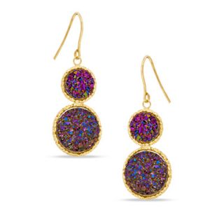 Purple Drusy Double Drop Earrings in 14K Gold   Zales