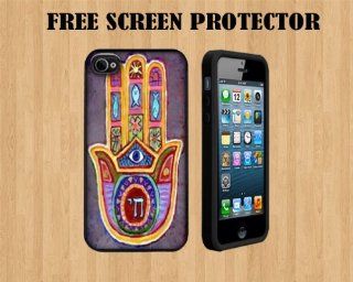 Evil eYe JUDAICA Hamsa Custom Case/Cover FOR Apple iPhone 4 /4S BLACK Rubber Soft Case WITH FREE SCREEN PROTECTOR ( Ship From CA): Cell Phones & Accessories