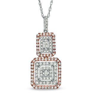 CT. T.W. Diamond Layered Pendant in Two Tone Sterling Silver