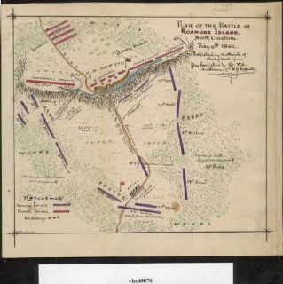 Civil War Map Reprint Plan of the Battle of Roanoke Island. North Carolina. Feby 8th 1862.   Prints