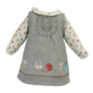 Tuc Tuc "Le Chat" Baby Girl Set. Jumper dress, T shirt & Tights. Grey. Size 12m: Clothing