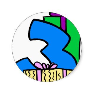 Happy Third Birthday Round Stickers