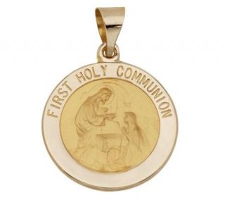 Round First Holy Communion Pendant, 14K Gold —