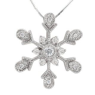 Tivolia Collection 14K White Gold Diamond Snowflake Pendant: Jewelry