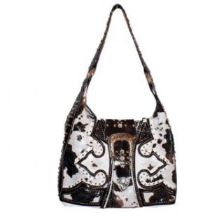 Single Handle Handbag with Silver Stud and Rhinestone Buckle Purse: Shoulder Handbags: Clothing