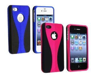 Importer520 2in1 Combo (Blue Pink) 3 Piece Snap On Hard Case Cover For AT&T Verizon Sprint Apple iPhone 4 4S: Cell Phones & Accessories