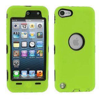 Importer520 Deluxe Neon Green 3 part Hybrid Hard Silicone Skin Case Cover compatible with Apple iPod Touch 5th Generation 5G 5: Cell Phones & Accessories