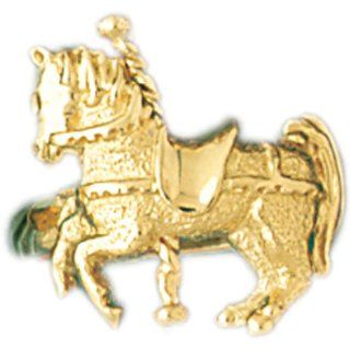 14K Yellow Gold Carousel Horse Men's Ring: Jewelry