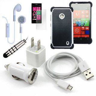 Metro PCS Nokia Lumia 521 White Fusion Tough Rugged Case, USB Car Charger Plug, USB Home Charger Plug, USB 2.0 Data Cable, Metallic Stylus Pen, Stereo Headset & Screen Protector (7 Items) Retail Value: $89.95: Cell Phones & Accessories