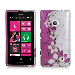 Aimo Wireless NK521PCIMT064 Hard Snap On Image Case for Nokia Lumia 521   Retail Packaging   Hot Pink/Flowers and Butterfly: Cell Phones & Accessories