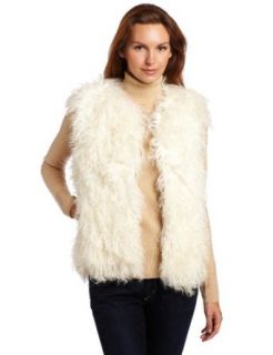 525 America Women's Mongolian Lamb Vest, Winter White, Large at  Womens Clothing store: Outerwear