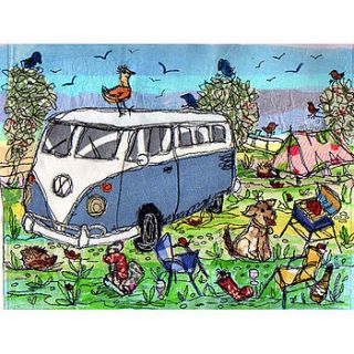 camper van personalised embroidered picture by trotters 'n' pooche