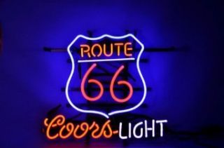 Historic Route 66 Mother Coors Light Pub Store Beer Bar Neon Light Sign Real Glass Tube 19'x15'' Handcrafted    