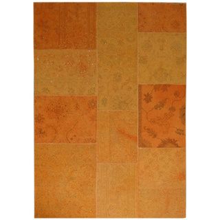 Hand knotted Orange Abstract Pattern Wool Rug (5 X 8)