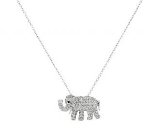 Diamonique 1.40cttw Pave Lucky Elephant Pendant with 18 Chain —