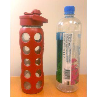 Lifefactory   Glass Beverage Bottle With Silicone Sleeve and Flip Top Cap Turquoise : Sports Water Bottles : Kitchen & Dining