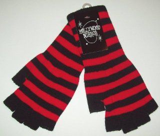 New Gothic Black And Red Striped Fingerless Texting Gloves Cut Off Golves Punk Perfect addition to your Gothic, Punk, or Rockabilly wardrobe.: Everything Else