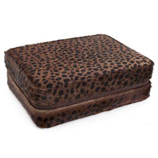 Brown Cheetah Print Faux Fur Four Slot Watch Box: Watches