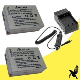 Two Halcyon 1200 mAH Lithium Ion Replacement Battery and Charger Kit for Canon NB 10L and Canon Powershot SX40 HS, Canon Powershot SX50 HS, Canon Powershot G1X, Canon Powershot G15, Canon Powershot G16 Digital Cameras  Camera & Photo