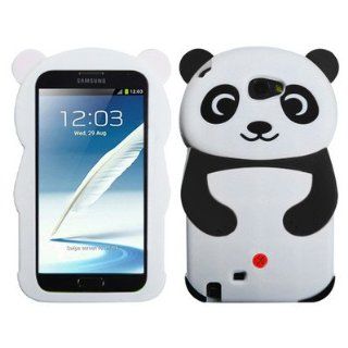 Black Cute 3D Animal Chinese Panda Silicon Case Cover For Samsung Galaxy Note 2 N7100 + Gift 1pcs Phone Radiation Protection Sticker: Cell Phones & Accessories