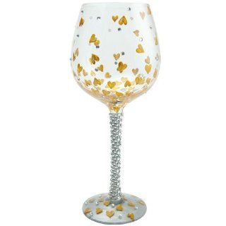 Santa Barbara Design Studio C GLS20 5517H Lolita Super Bling Collection Wine Glass, Heart of Gold: Kitchen & Dining