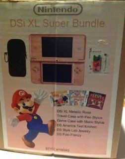 Nintendo Metallic Rose DSi XL Super Bundle with 3 games: Video Games