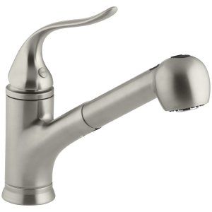 Kohler K 15160 BN Brushed Nickel Coralais Single Handle Kitchen Faucet with Pull