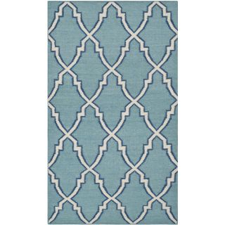 Safavieh Handwoven Moroccan Dhurrie Light Blue/ Ivory Wool Accent Rug (26 X 4)
