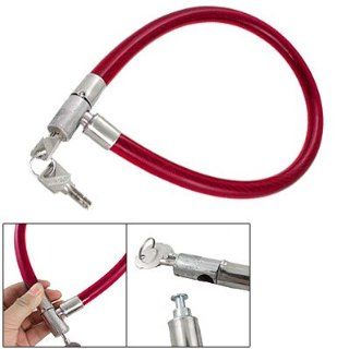 Bicycle Red Plastic Coated Steel Cable Lock w 2 Keys : Cable Bike Locks : Sports & Outdoors