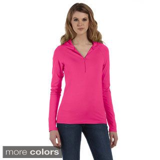 Bella Womens Cotton/ Spandex Half zip Hooded Pullover Sweater Black Size L (12 : 14)