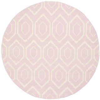 Safavieh DHU556C Dhurrie Collection Handmade Wool Round Area Rug, 6 Feet Diameter, Pink and Ivory  